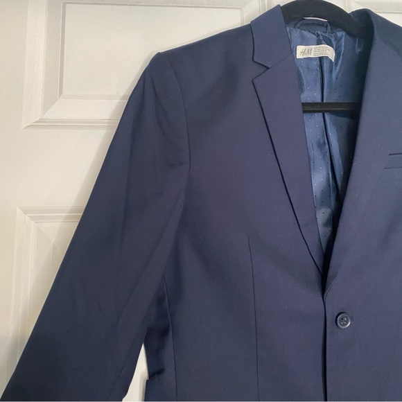 H&M Navy Blue Two Button Blazer Sport Coat Size 14+ Youth - Picture 2 of 7